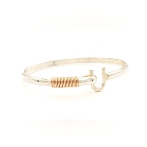 ST.CROIX HOOK BRACELET sterling SILVER & 14k GOLD Wrap, 4MM Size 6